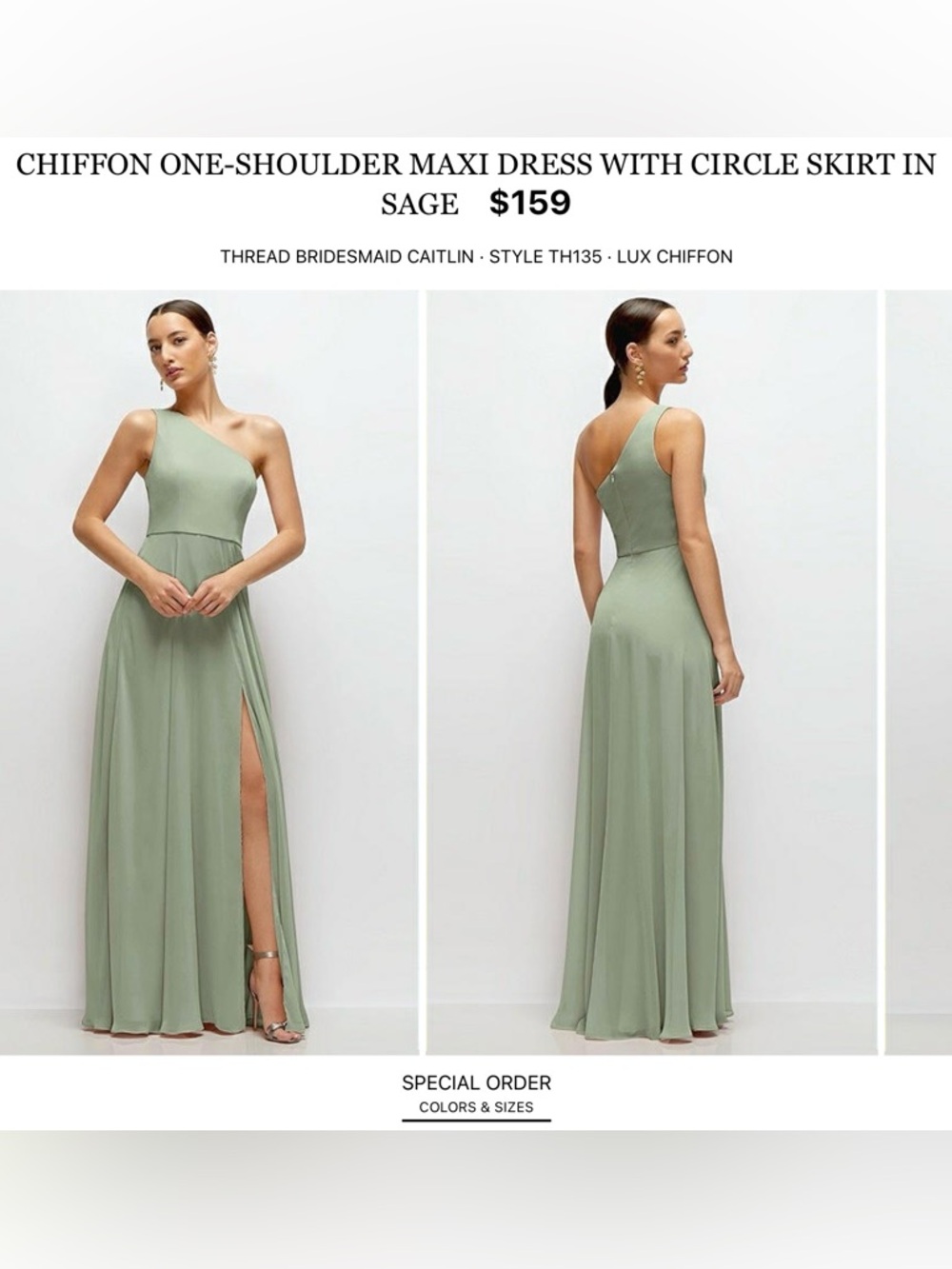 Caitlin One-Shoulder Maxi Dress in Sage
